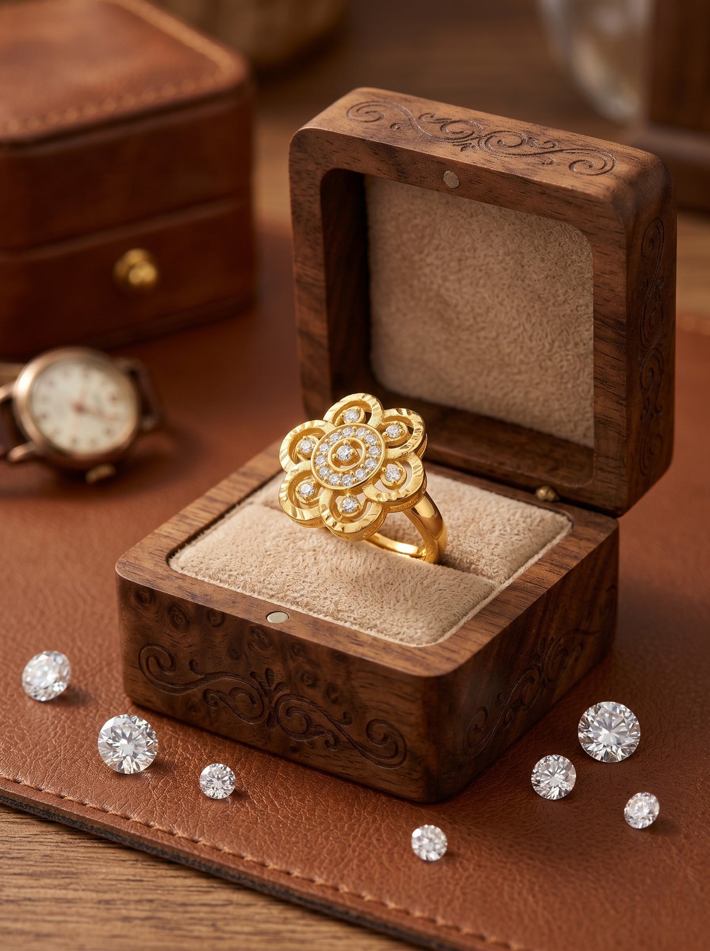Elegant Gold-Toned Lightweight Designer Stylish Ring for Women and Girls