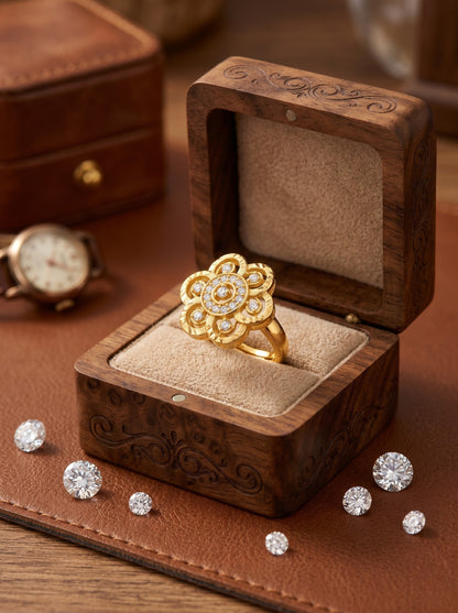 Elegant Gold-Toned Lightweight Designer Stylish Ring for Women and Girls