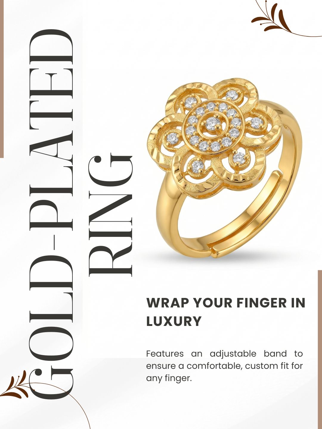Elegant Gold-Toned Lightweight Designer Stylish Ring for Women and Girls