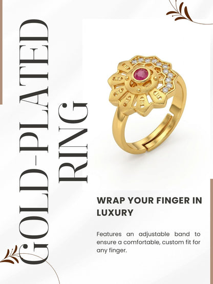 Elegant Gold-Toned Lightweight Designer Stylish Ring for Women and Girls