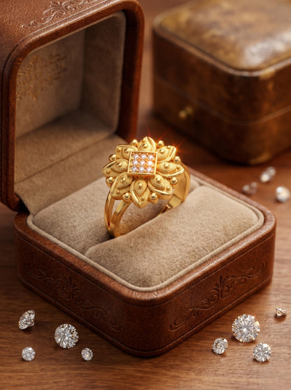 Elegant Gold-Toned Lightweight Designer Stylish Ring for Women and Girls