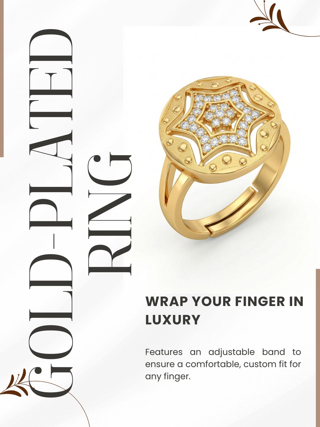 Elegant Gold-Toned Lightweight Designer Stylish Ring for Women and Girls