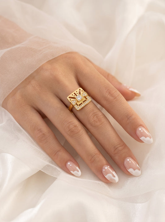 Elegant Gold-Toned Lightweight Designer Stylish Ring for Women and Girls