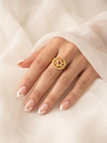 Elegant Gold-Toned Lightweight Designer Stylish Ring for Women and Girls
