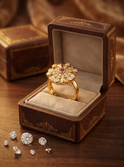 Elegant Gold-Toned Lightweight Designer Stylish Ring for Women and Girls