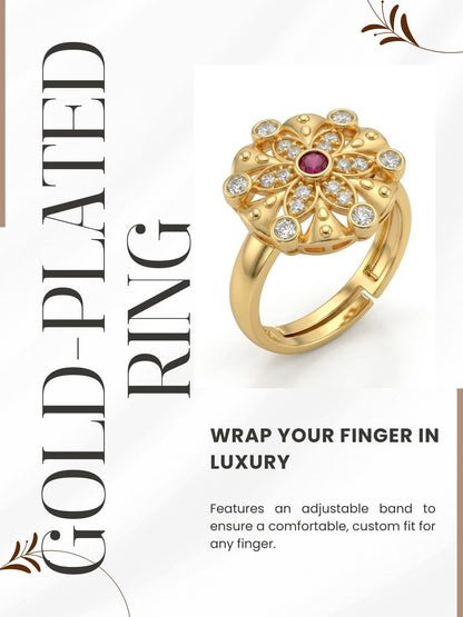 Elegant Gold-Toned Lightweight Designer Stylish Ring for Women and Girls