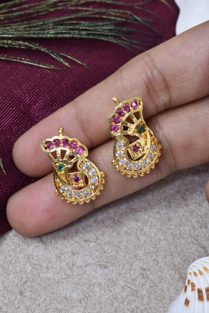 Women Gold-Toned Traditional Stone Studded Ethnic Earrings