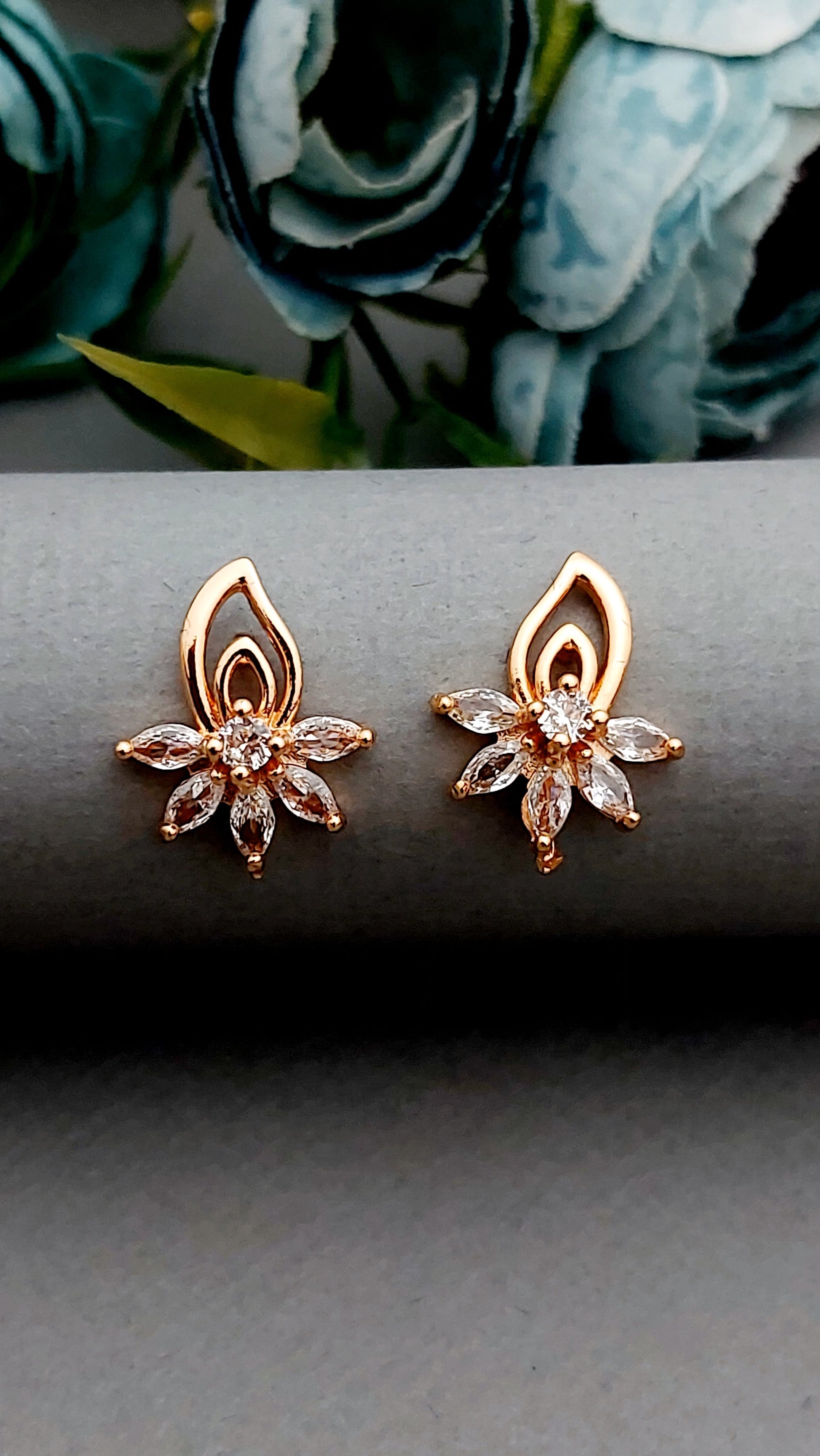 Rosegold earrings,studs,earrings for women,tops for women,latest earring,partywear stud earring