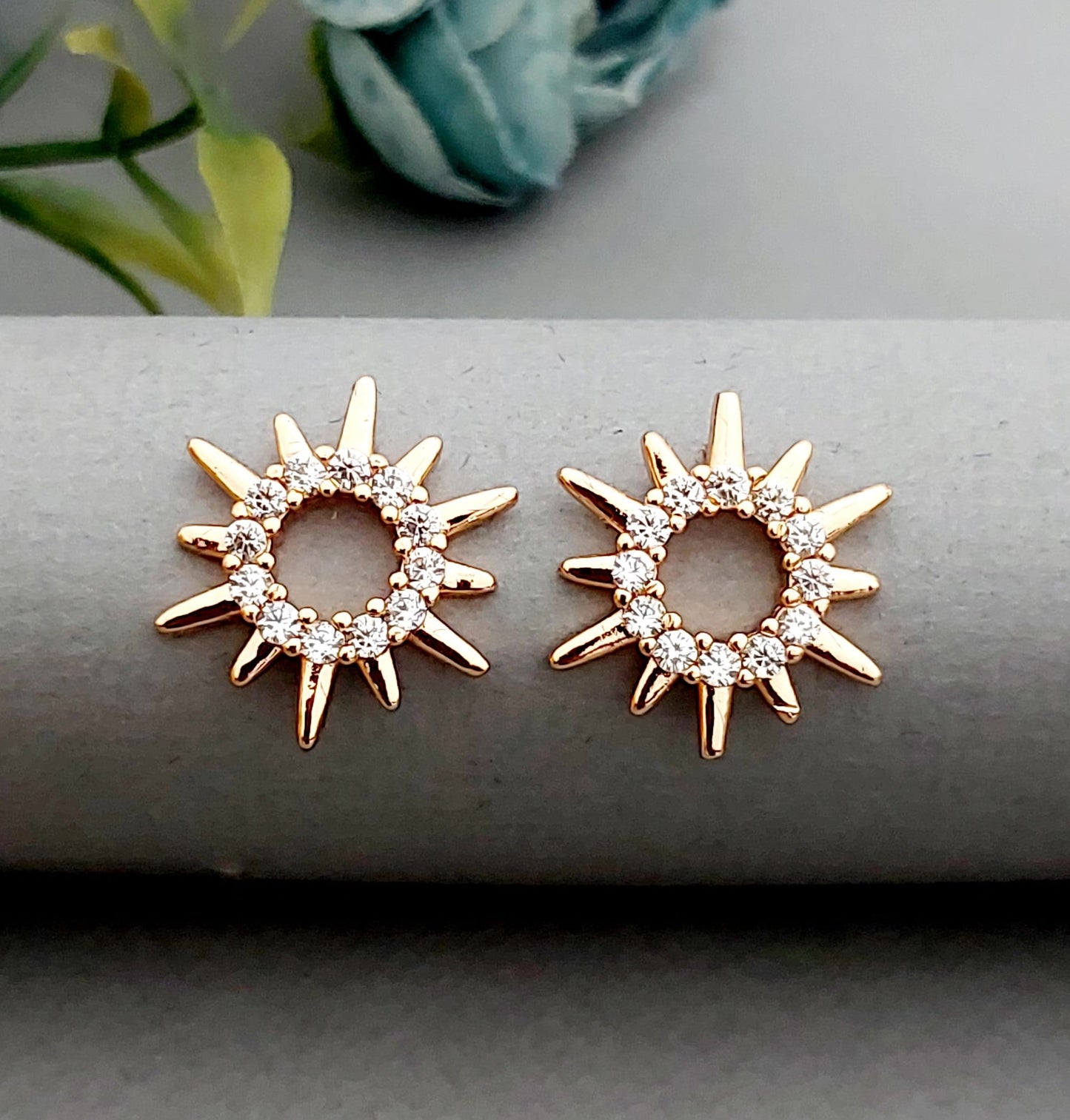 Rosegold earrings,studs,earrings for women,tops for women,latest earring,partywear stud earring