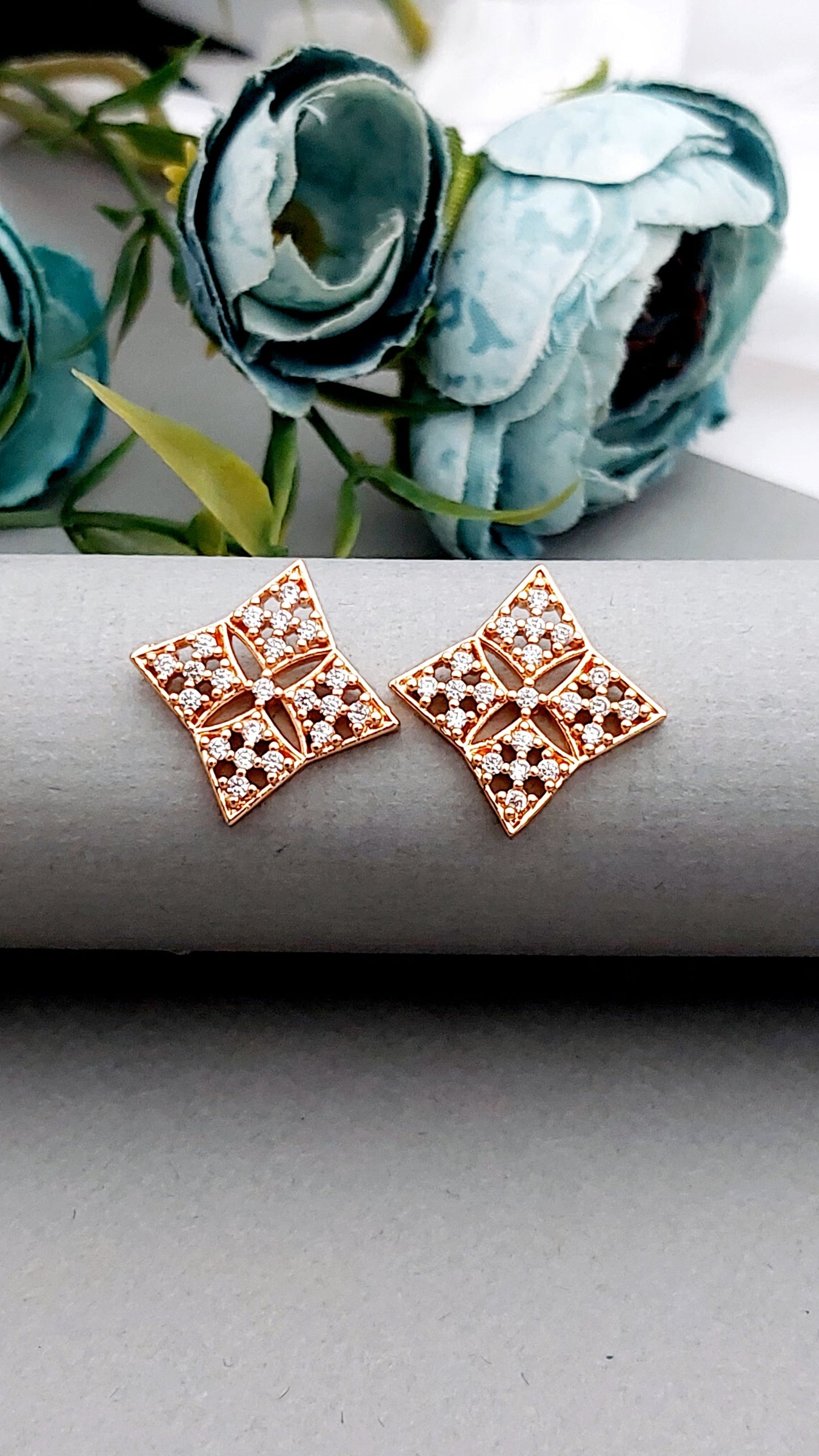 Rosegold earrings,studs,earrings for women,tops for women,latest earring,partywear stud earring