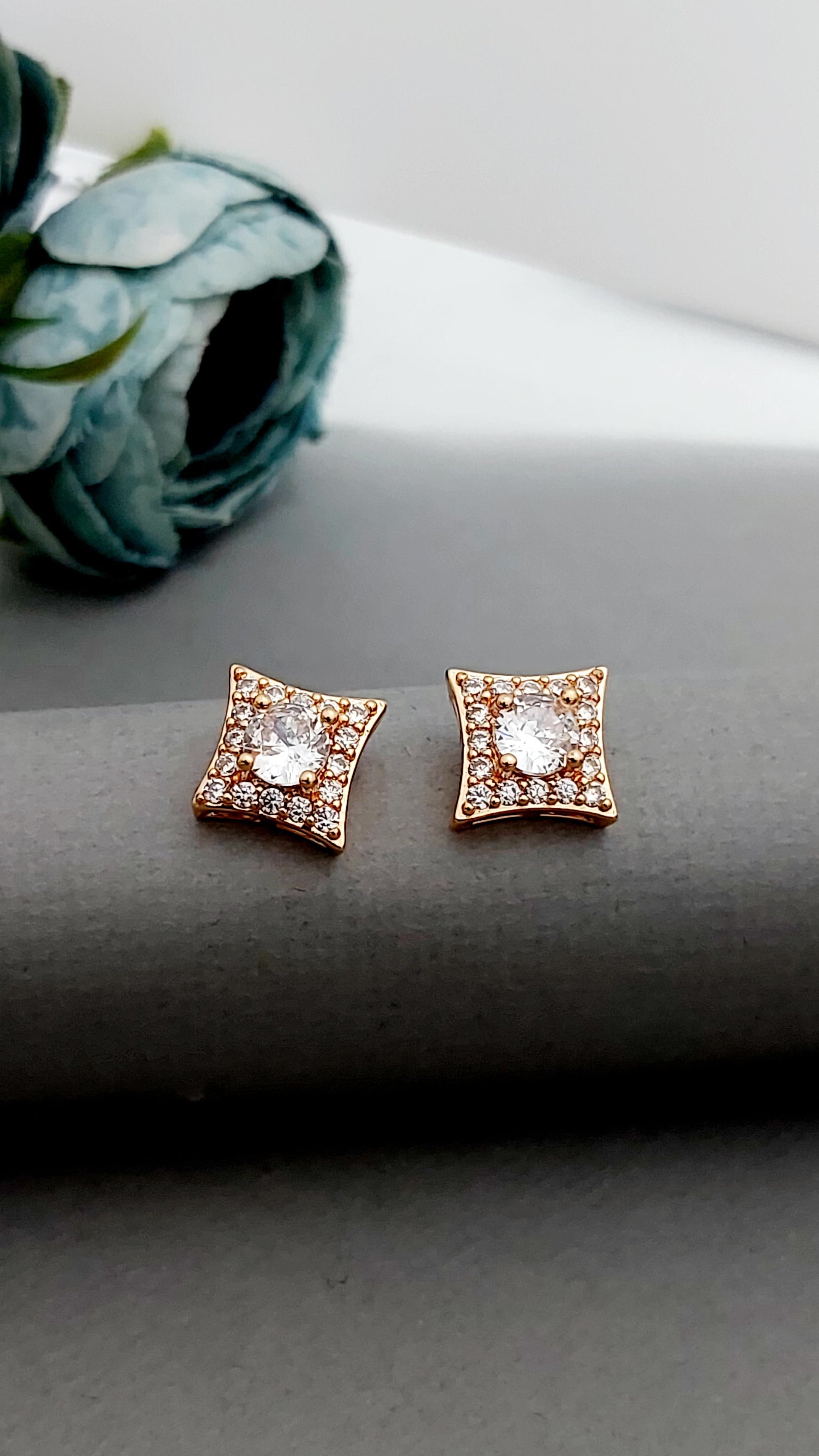 Rosegold earrings,studs,earrings for women,tops for women,latest earring,partywear stud earring
