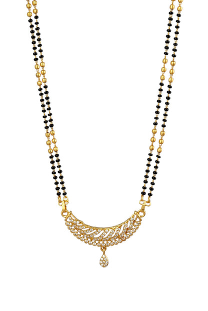 Gold Plated AD Studded Stylish Double Chain Mangalsutra for Women