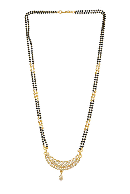 Gold Plated AD Studded Stylish Double Chain Mangalsutra for Women