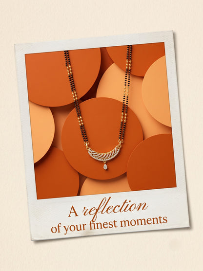 Gold Plated AD Studded Stylish Double Chain Mangalsutra for Women