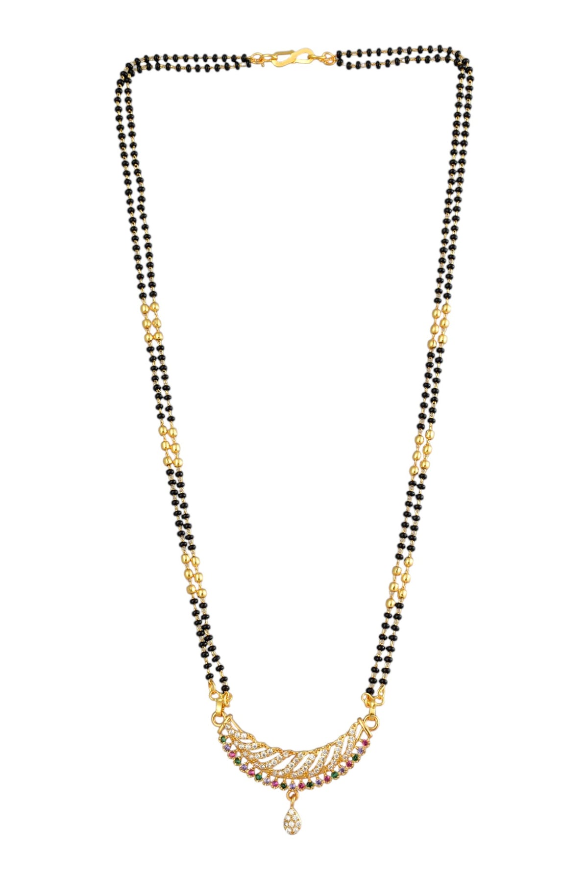 Gold Plated AD Studded Stylish Double Chain Mangalsutra for Women