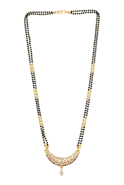 Gold Plated AD Studded Stylish Double Chain Mangalsutra for Women