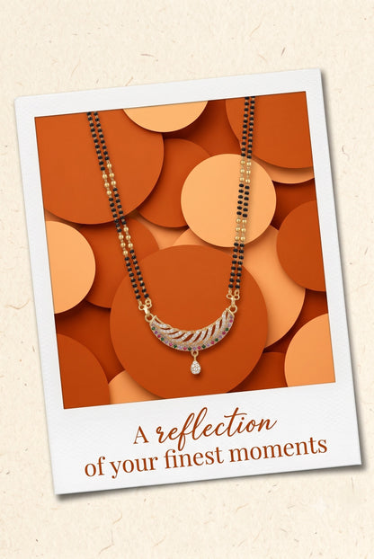 Gold Plated AD Studded Stylish Double Chain Mangalsutra for Women