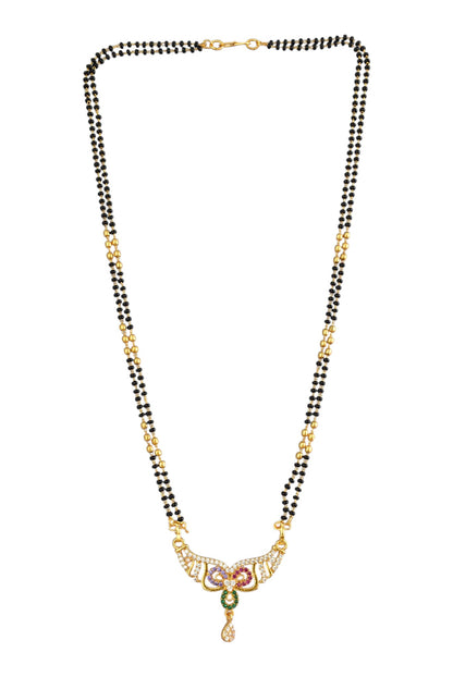 Gold Plated AD Studded Stylish Double Chain Mangalsutra for Women