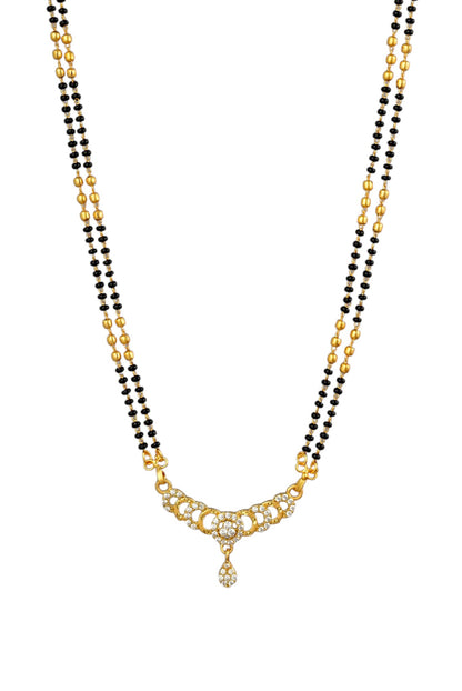 Gold Plated AD Studded Stylish Double Chain Mangalsutra for Women