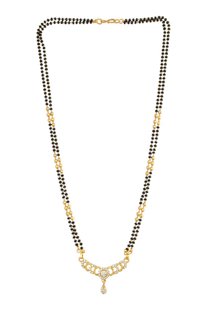 Gold Plated AD Studded Stylish Double Chain Mangalsutra for Women