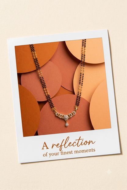 Gold Plated AD Studded Stylish Double Chain Mangalsutra for Women
