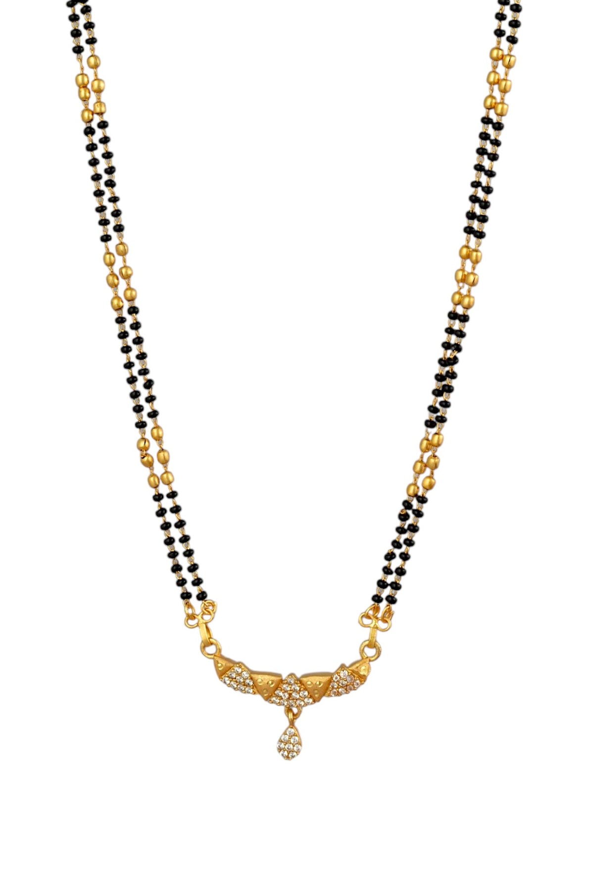 Gold Plated AD Studded Stylish Double Chain Mangalsutra for Women