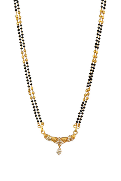 Gold Plated AD Studded Stylish Double Chain Mangalsutra for Women