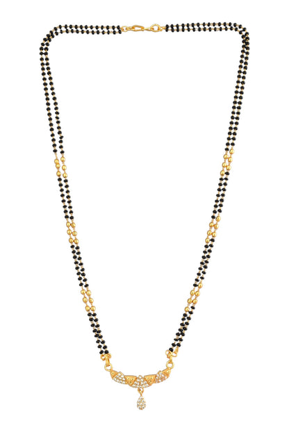 Gold Plated AD Studded Stylish Double Chain Mangalsutra for Women