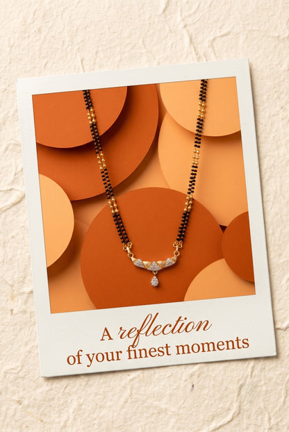 Gold Plated AD Studded Stylish Double Chain Mangalsutra for Women