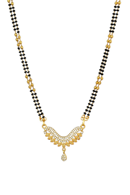 Gold Plated AD Studded Stylish Double Chain Mangalsutra for Women