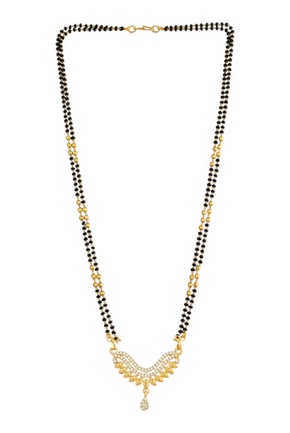 Gold Plated AD Studded Stylish Double Chain Mangalsutra for Women