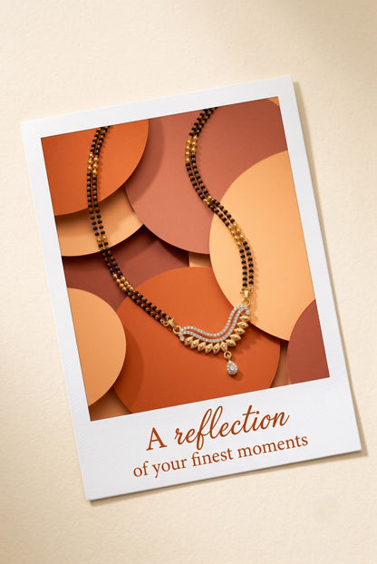 Gold Plated AD Studded Stylish Double Chain Mangalsutra for Women