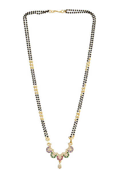 Gold Plated AD Studded Stylish Double Chain Mangalsutra for Women