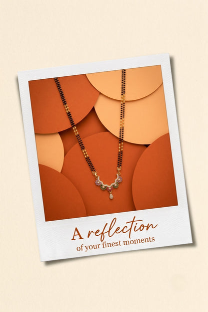 Gold Plated AD Studded Stylish Double Chain Mangalsutra for Women
