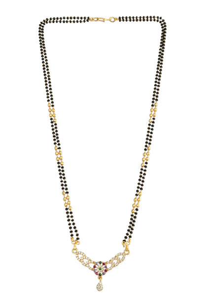 Gold Plated AD Studded Stylish Double Chain Mangalsutra for Women