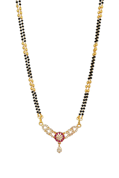 Gold Plated AD Studded Stylish Double Chain Mangalsutra for Women