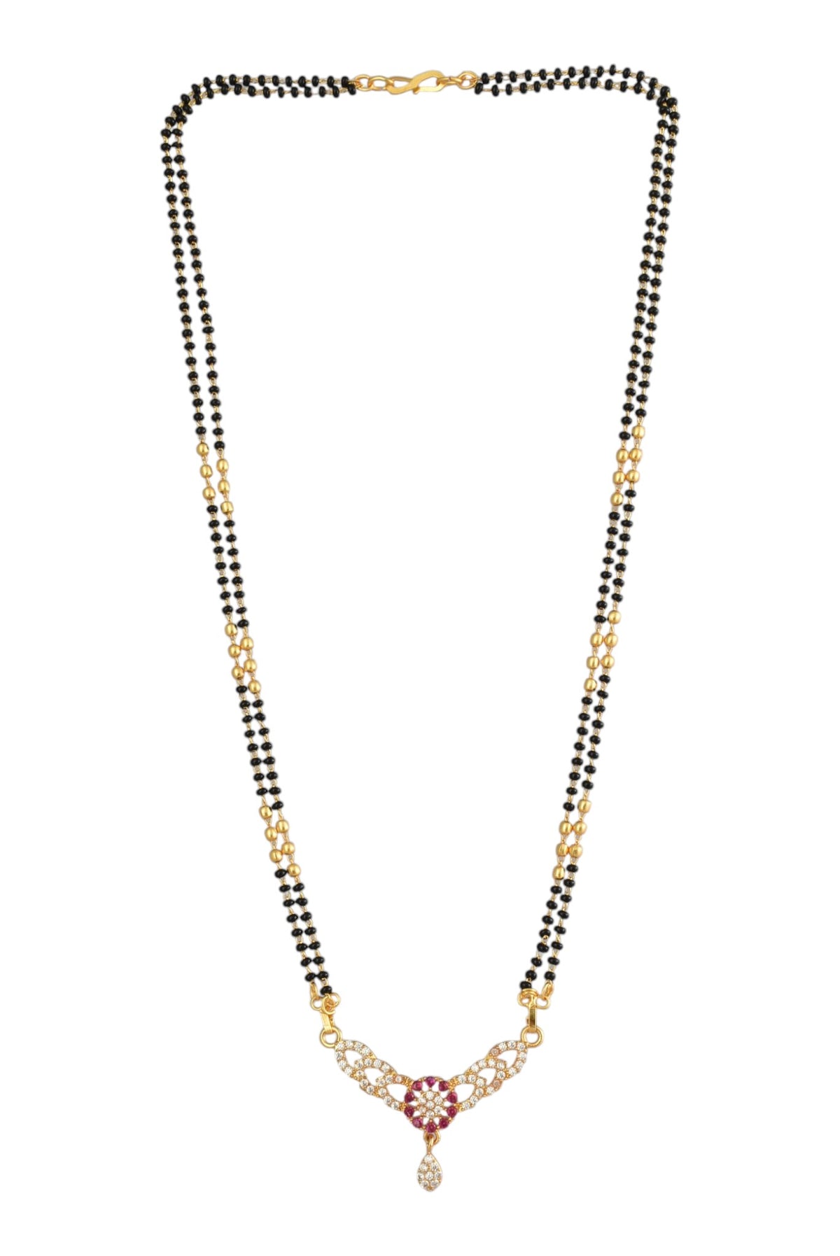 Gold Plated AD Studded Stylish Double Chain Mangalsutra for Women