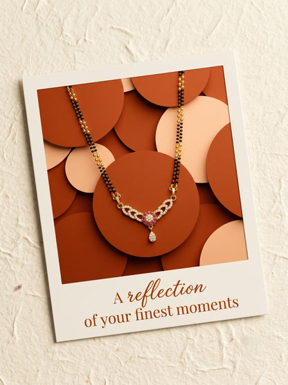 Gold Plated AD Studded Stylish Double Chain Mangalsutra for Women