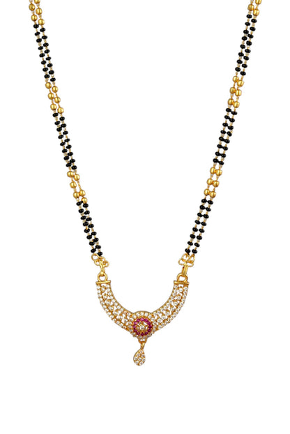 Gold Plated AD Studded Stylish Double Chain Mangalsutra for Women