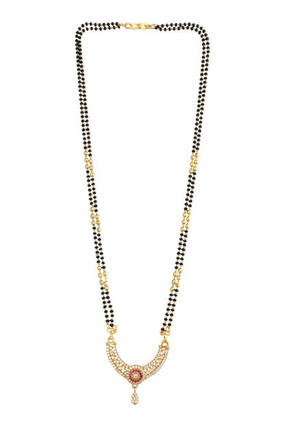 Gold Plated AD Studded Stylish Double Chain Mangalsutra for Women
