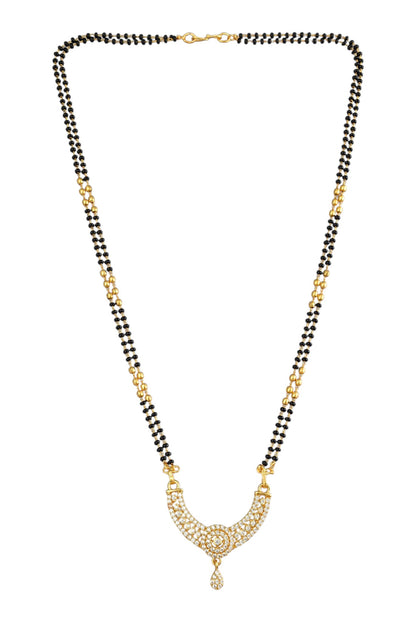 Gold Plated AD Studded Stylish Double Chain Mangalsutra for Women