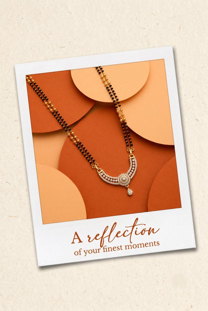 Gold Plated AD Studded Stylish Double Chain Mangalsutra for Women
