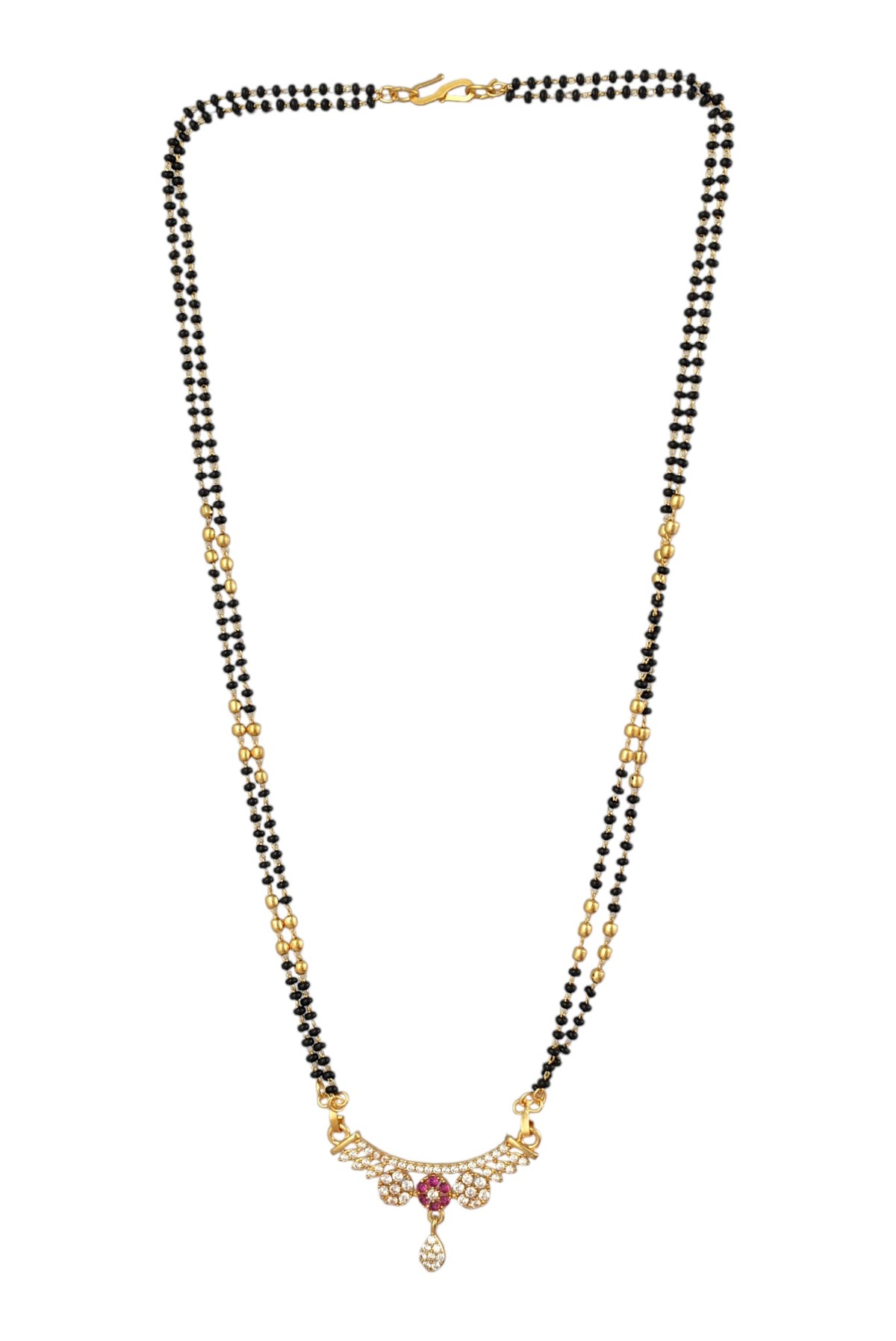 Gold Plated AD Studded Stylish Double Chain Mangalsutra for Women
