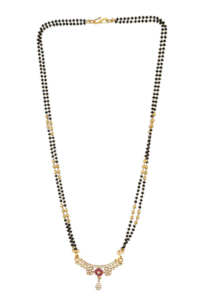 Gold Plated AD Studded Stylish Double Chain Mangalsutra for Women