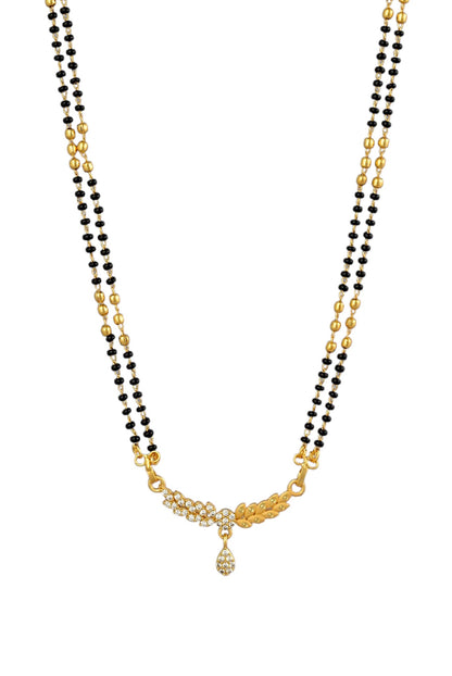 Gold Plated AD Studded Stylish Double Chain Mangalsutra for Women