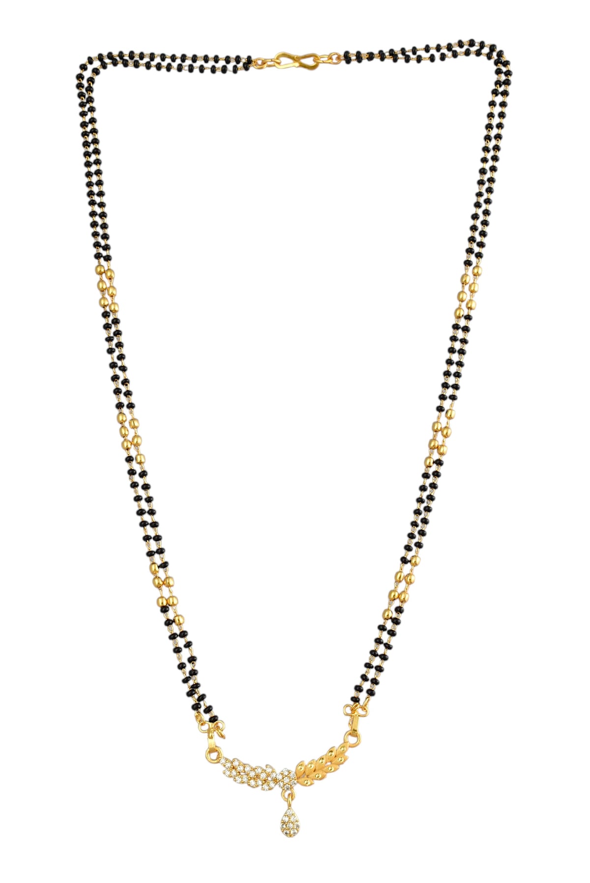 Gold Plated AD Studded Stylish Double Chain Mangalsutra for Women