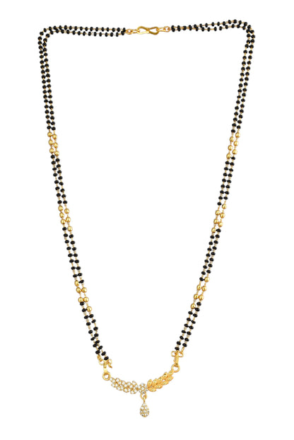 Gold Plated AD Studded Stylish Double Chain Mangalsutra for Women