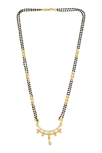 Gold Plated AD Studded Stylish Double Chain Mangalsutra for Women