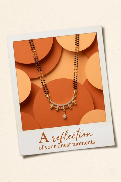 Gold Plated AD Studded Stylish Double Chain Mangalsutra for Women