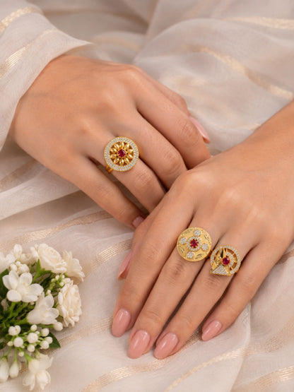 Women's Traditional Ethnic Combo of 3 Statement Ring